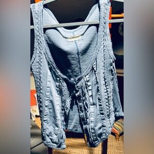 Free People Light Blue Textured Tank Top
